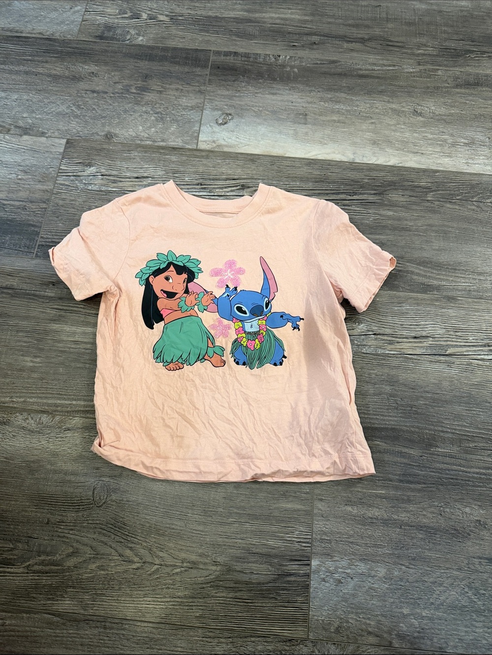 H&M Pink Lilo & Stitch Hula Graphic Kids Tee